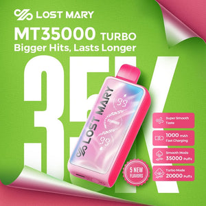 Lost Mary MT35000 Turbo | 18ML | 35,000 Puffs | 5.0% | Type-C Recharge Bombay Vapor Lost Mary MT35000 Turbo | 18ML | 35,000 Puffs | 5.0% | Type-C Recharge Bombay Vapor