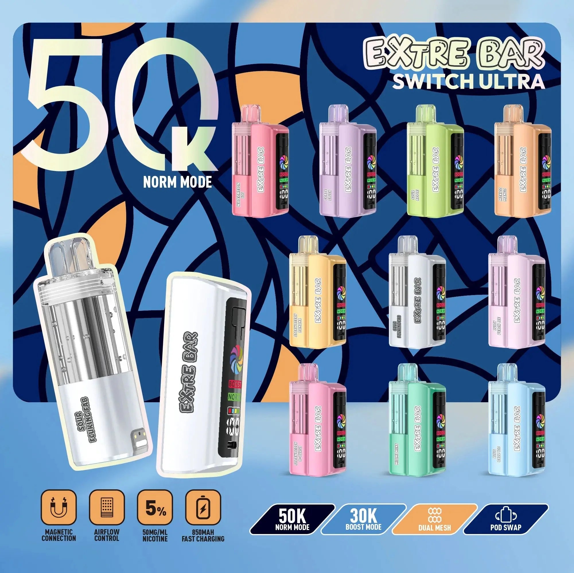 Extre Bar Switch Ultra Kit | 50,000 Puffs | Type-C Rechargeable Bombay Vapor Extre Bar Switch Ultra Kit | 50,000 Puffs | Type-C Rechargeable Bombay Vapor