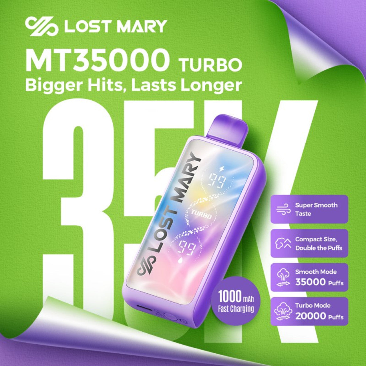 Lost Mary MT35000 Turbo | 18ML | 35,000 Puffs | 5.0% | Type-C Rechargeable